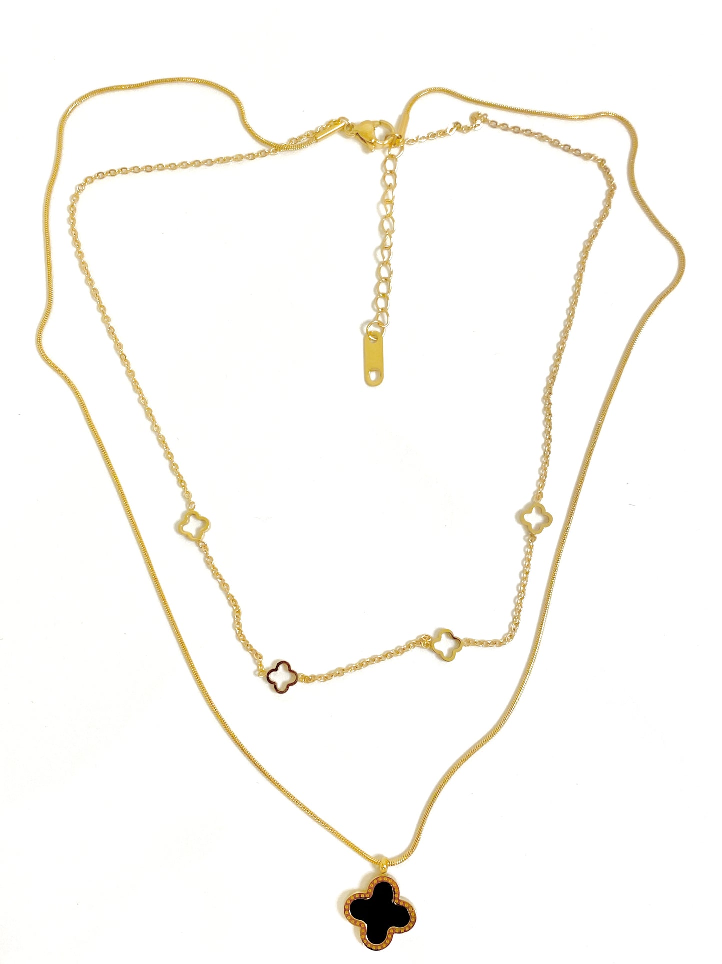 Double necklace black clover