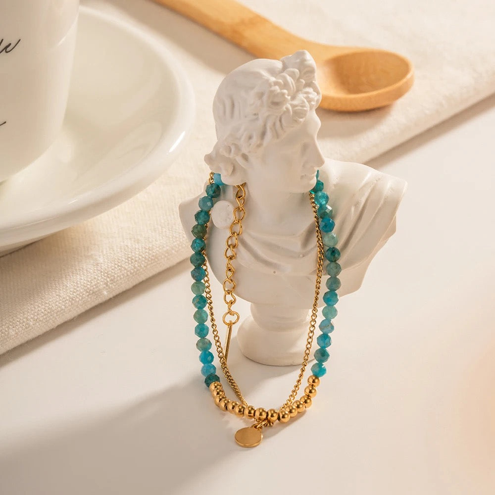 Double layer stone beaded bracelet