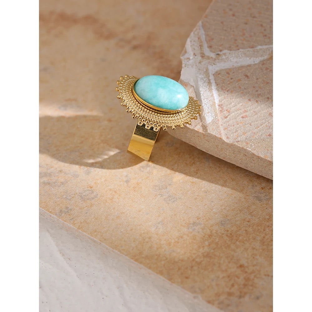 Natural stone adjustable ring