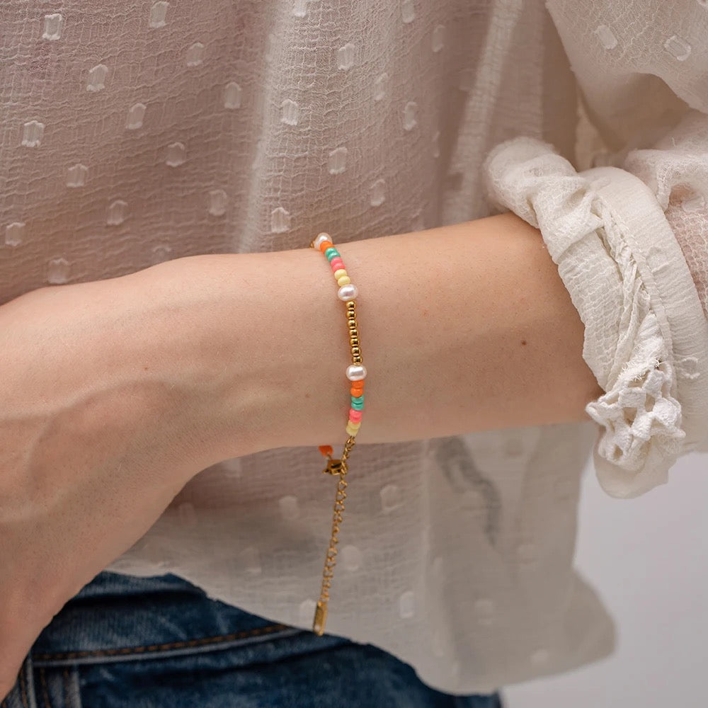Multicolor bead pearl bracelet
