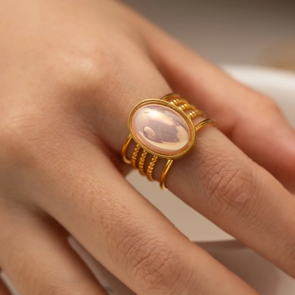 Pearl adjustable ring