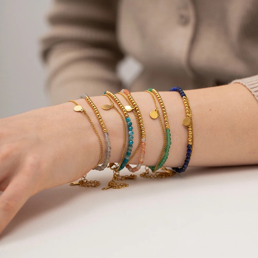 Double layer stone beaded bracelet