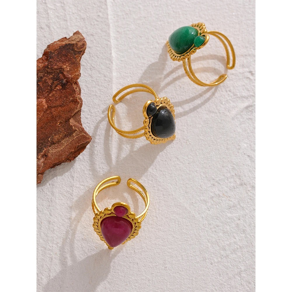 Agate natural stone adjustable ring