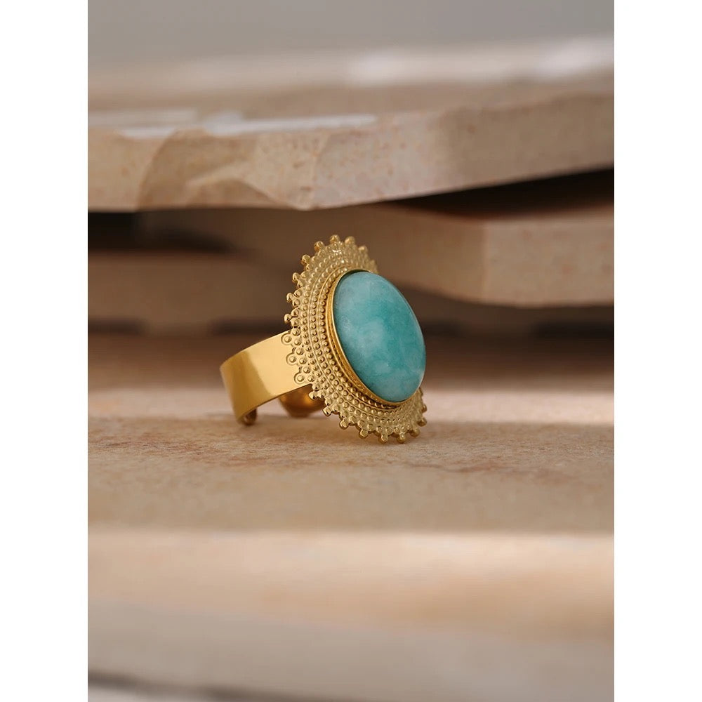 Natural stone adjustable ring