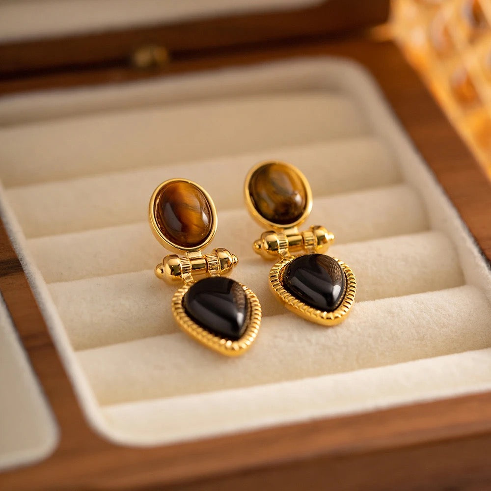 Vintage brown drop earring