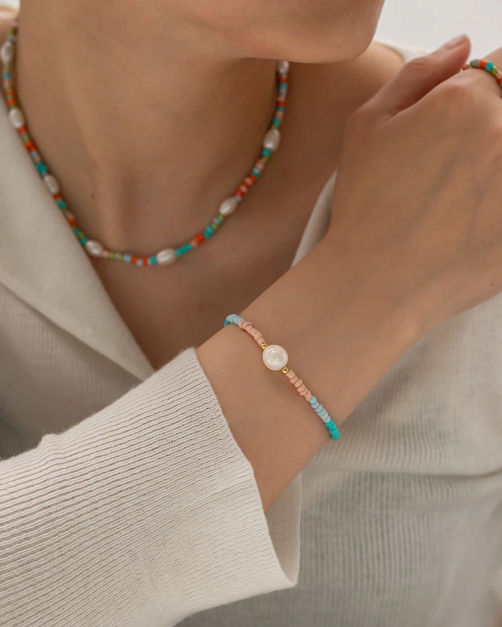 Bohemia colorful pearl necklace