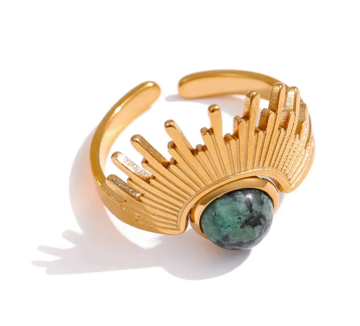 Natural stone adjustable ring