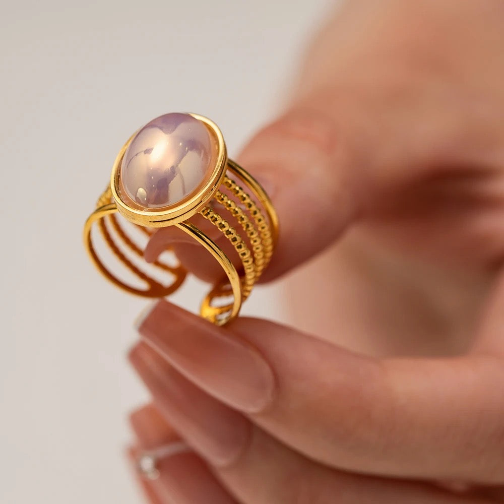 Pearl adjustable ring