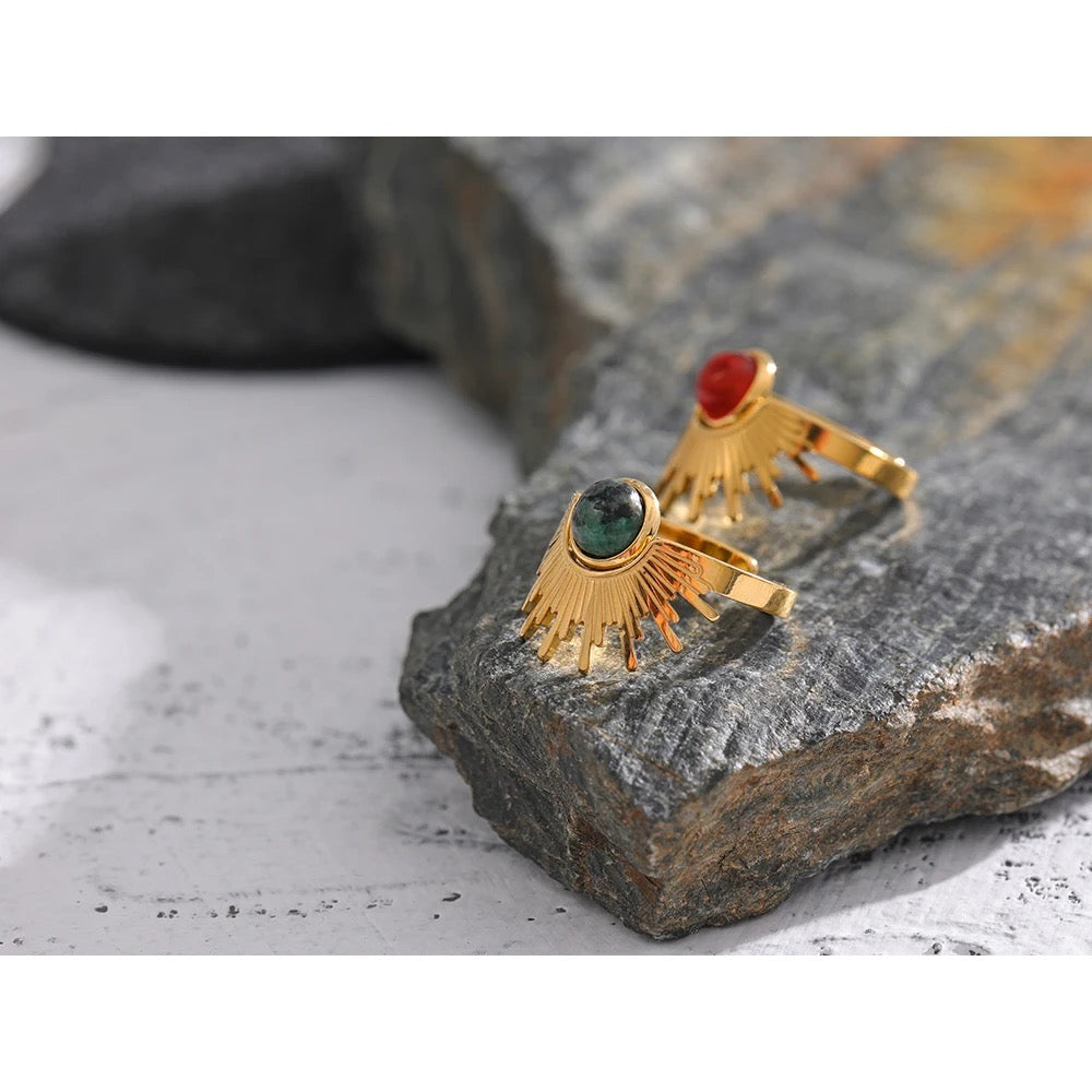 Natural stone adjustable ring