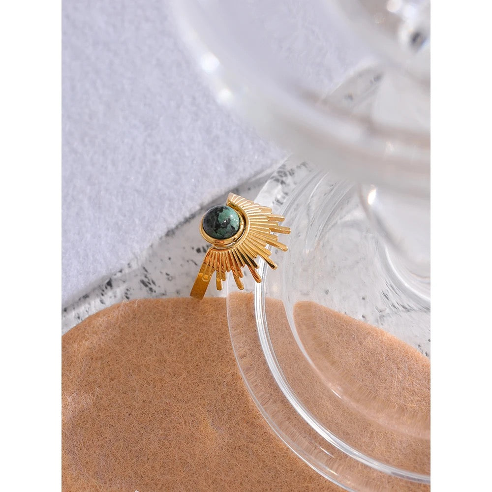 Natural stone adjustable ring