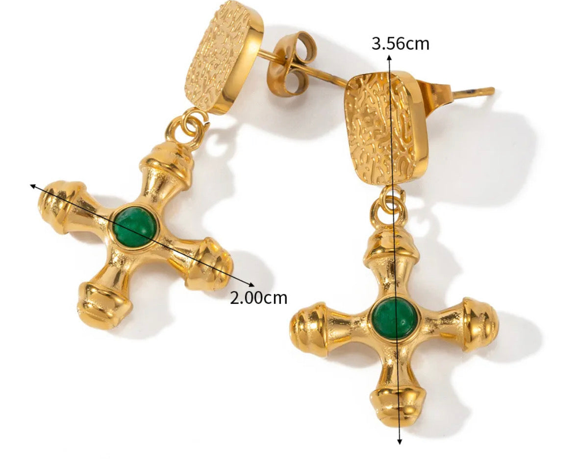 Green agate drop earring