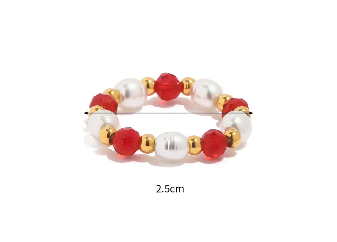 Bead pearl adjustable ring