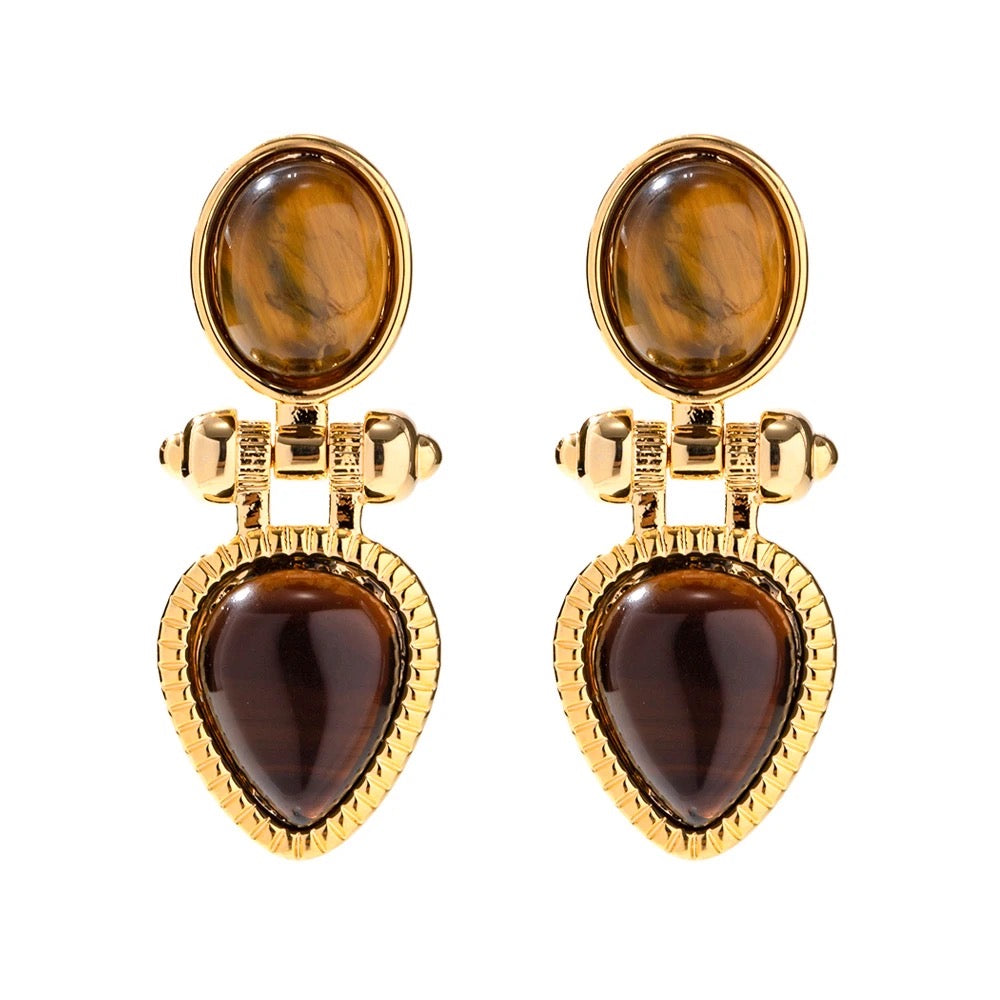 Vintage brown drop earring