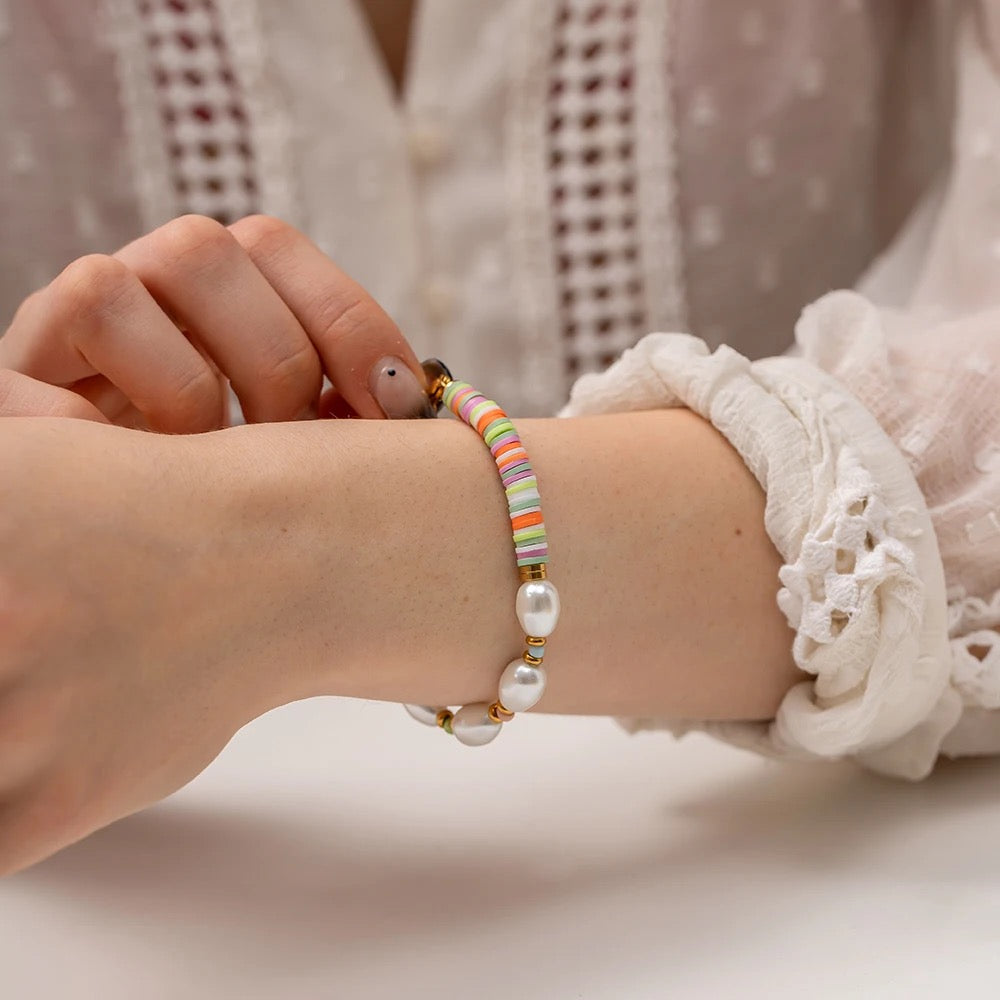 Multicolor Pearl Necklace and bracelet