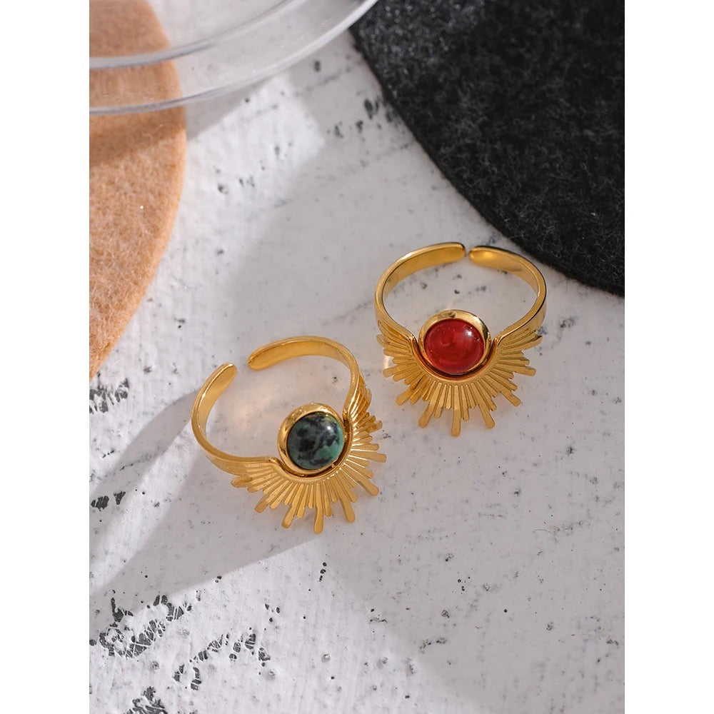 Natural stone adjustable ring