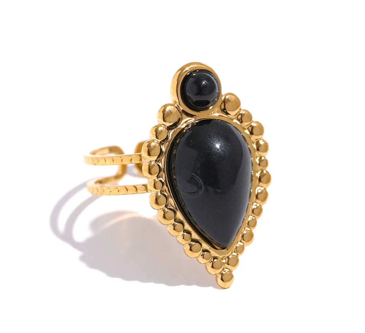 Agate natural stone adjustable ring