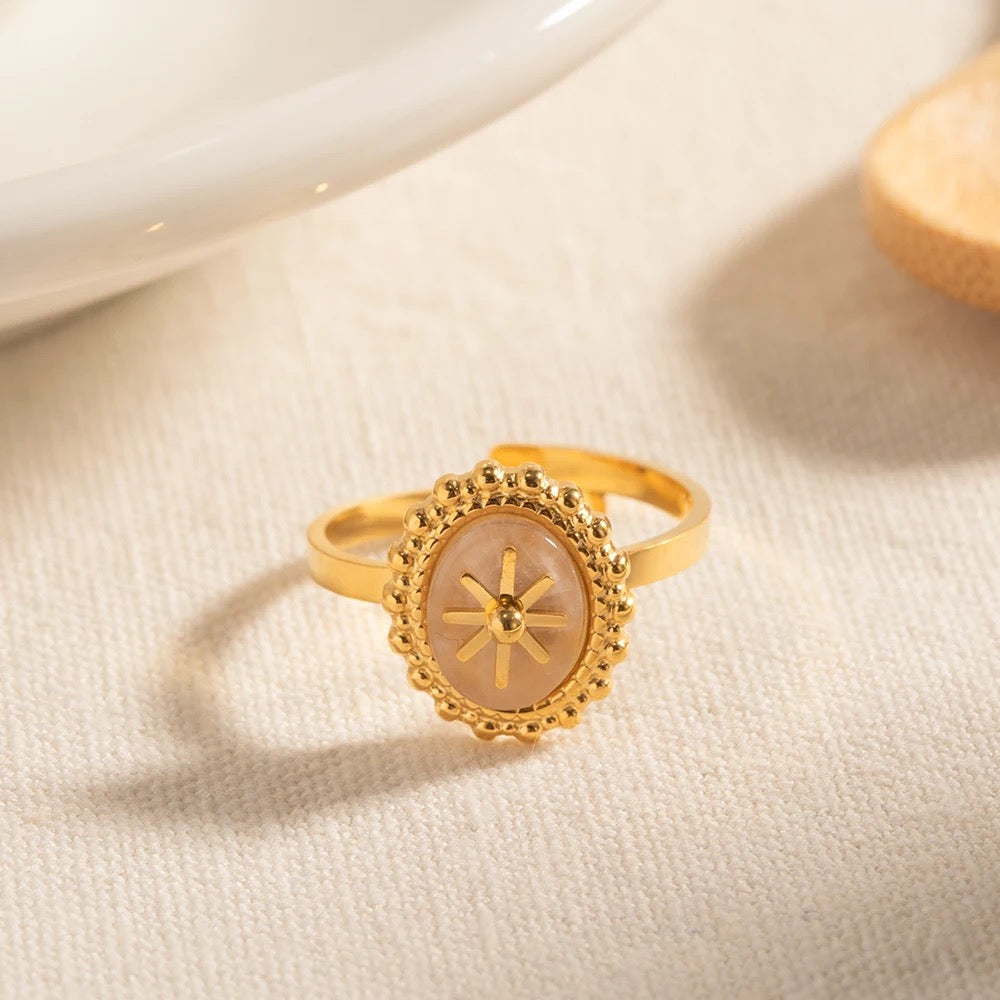 Rose quartz adjustable ring