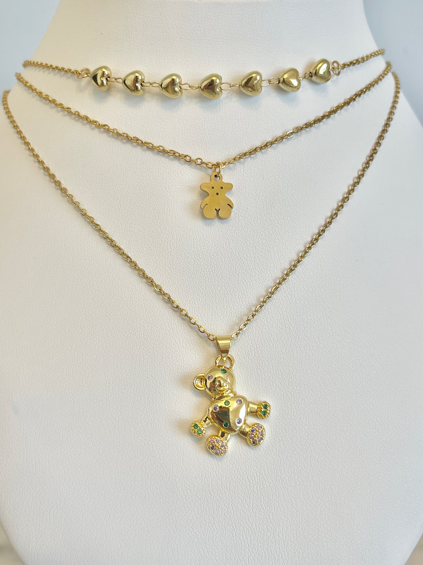 Multilayer bear necklace