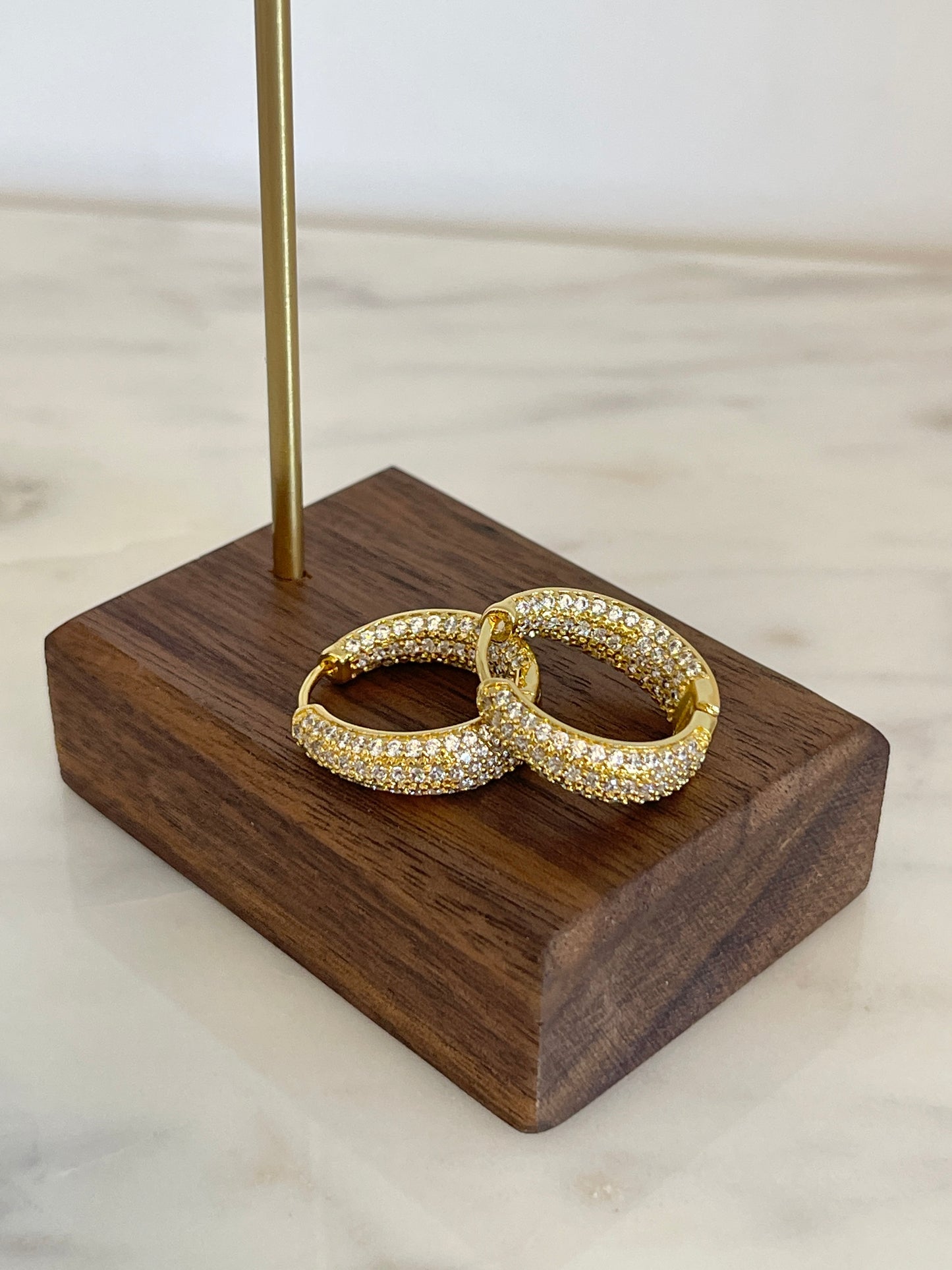 Cubic zirconia inside-out Hoop Earringa