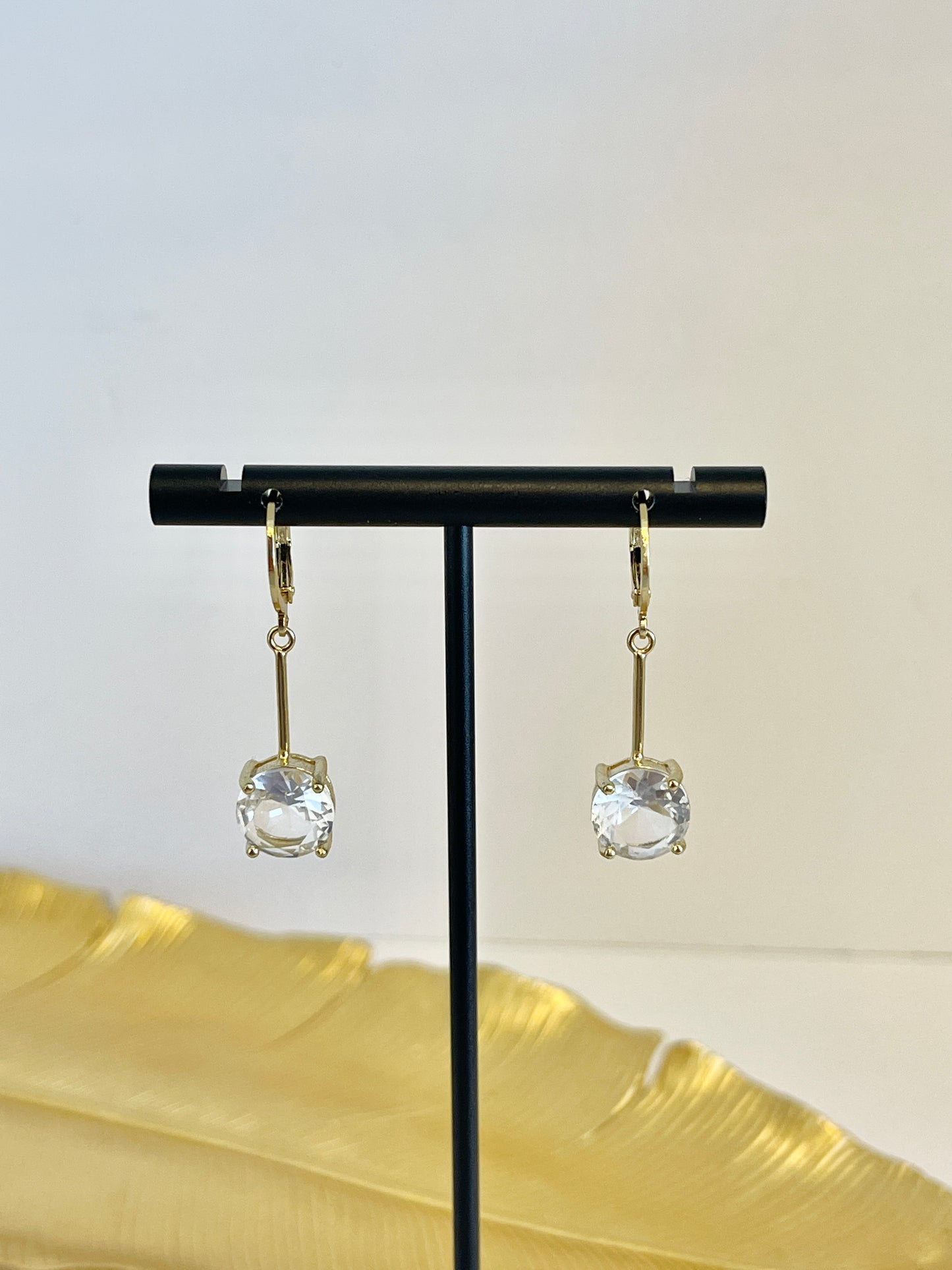 Stone charm hoop earrings