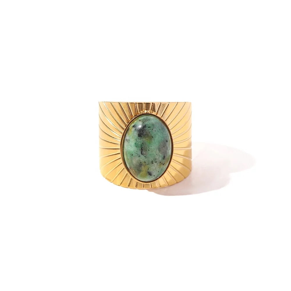 Turquoise natural stone adjustable ring