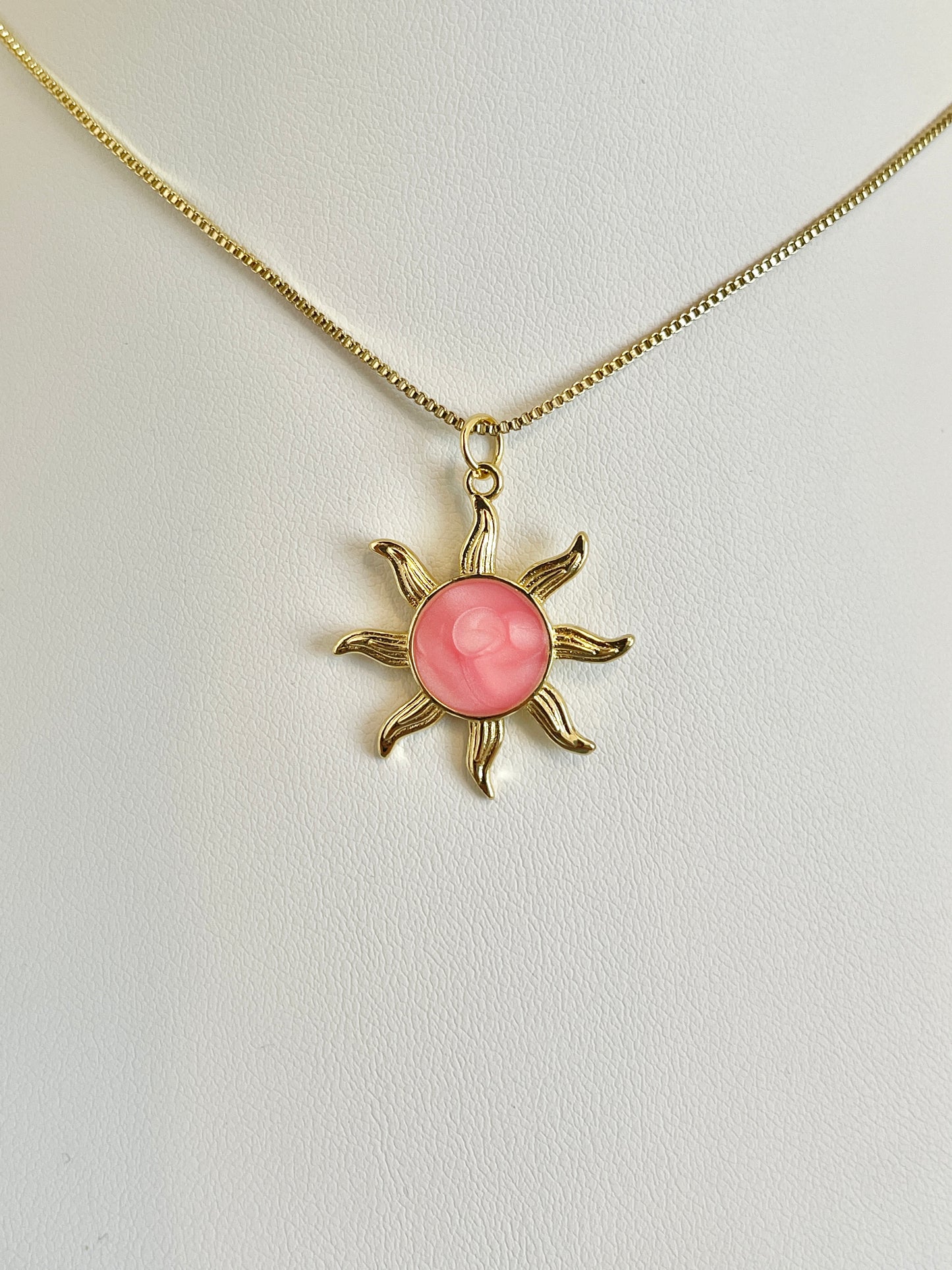 Pink sun necklace