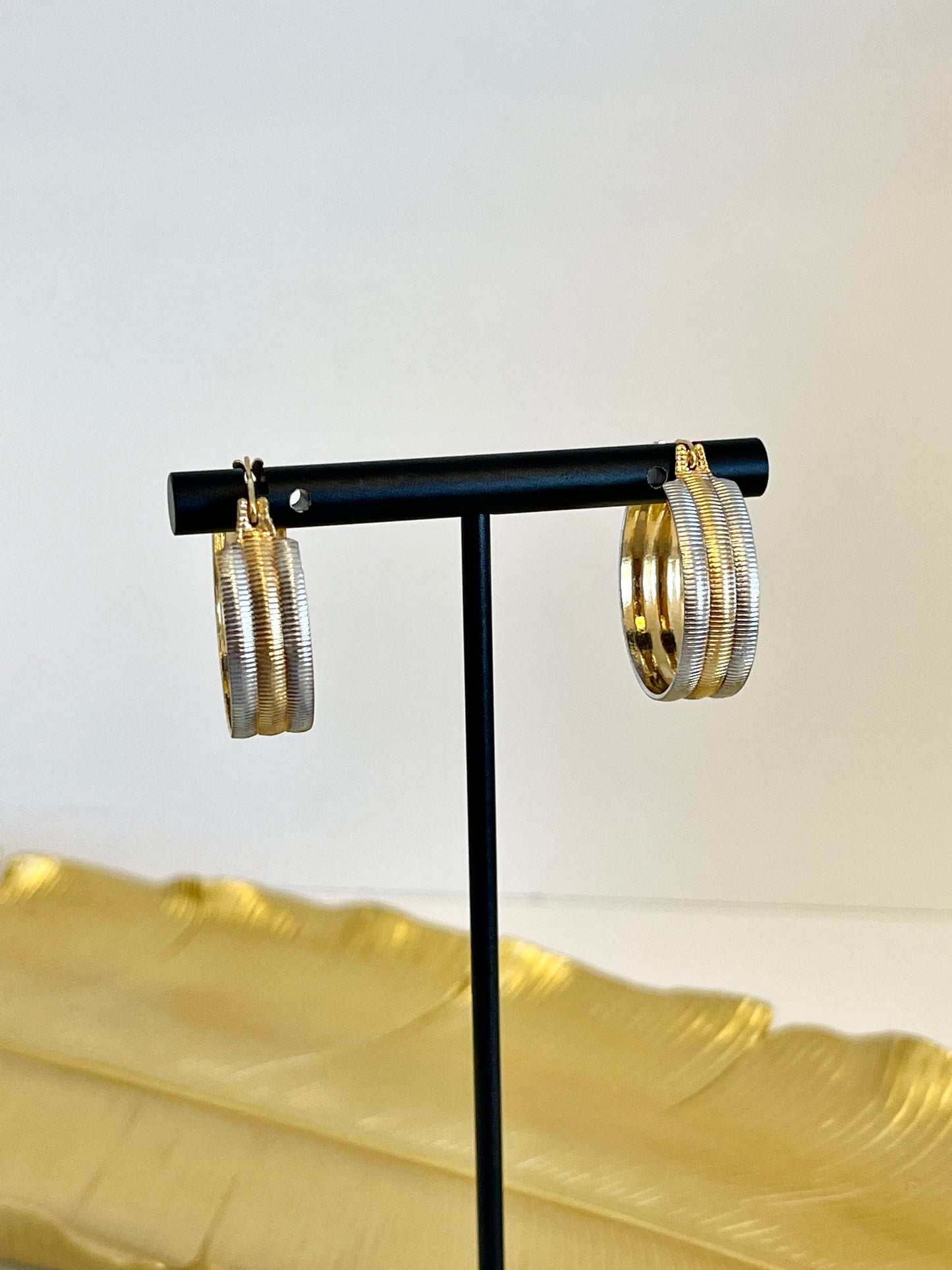 Two tone hoop earrings