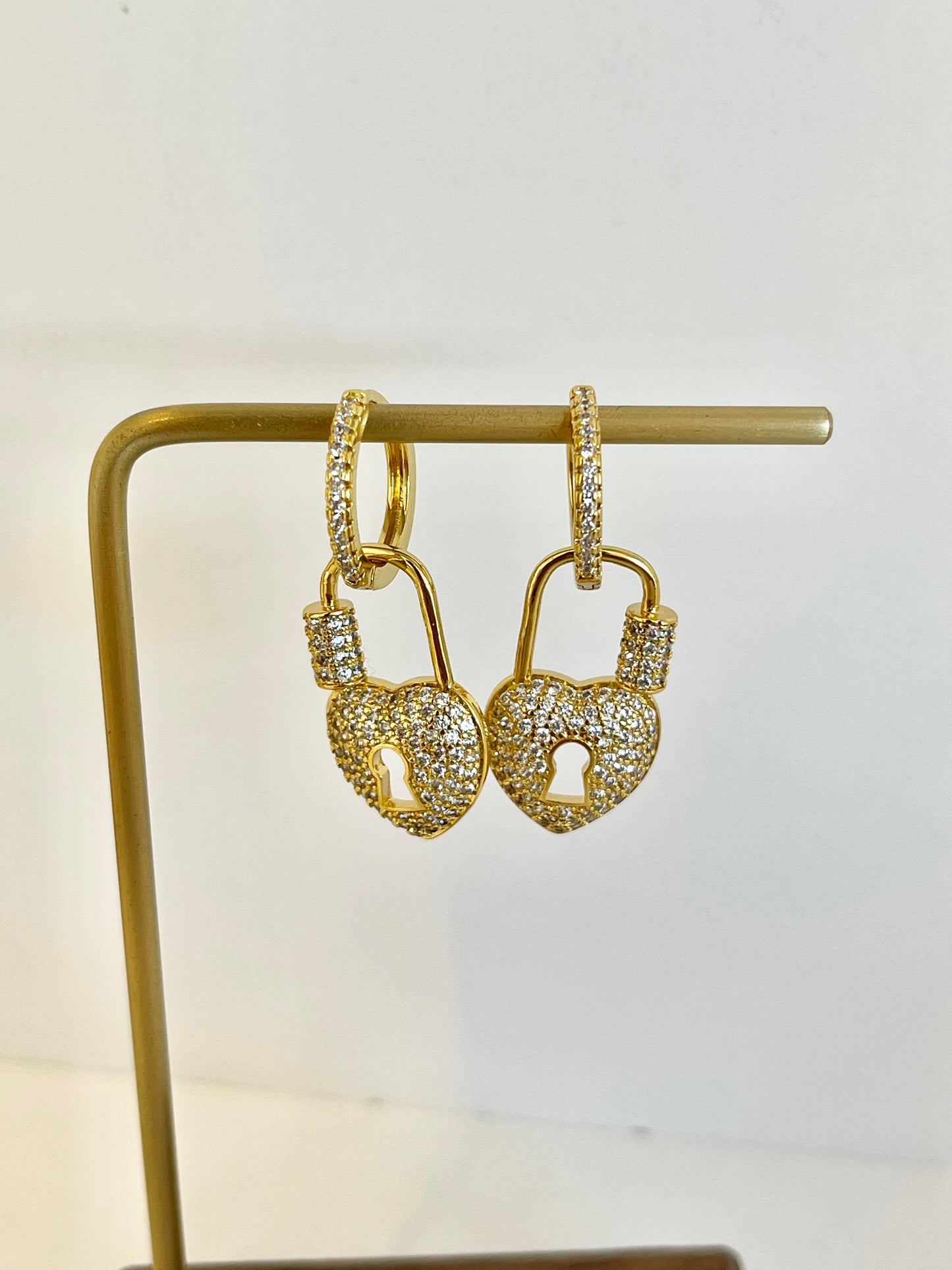 Lock Heart Hoops Earrings Charm