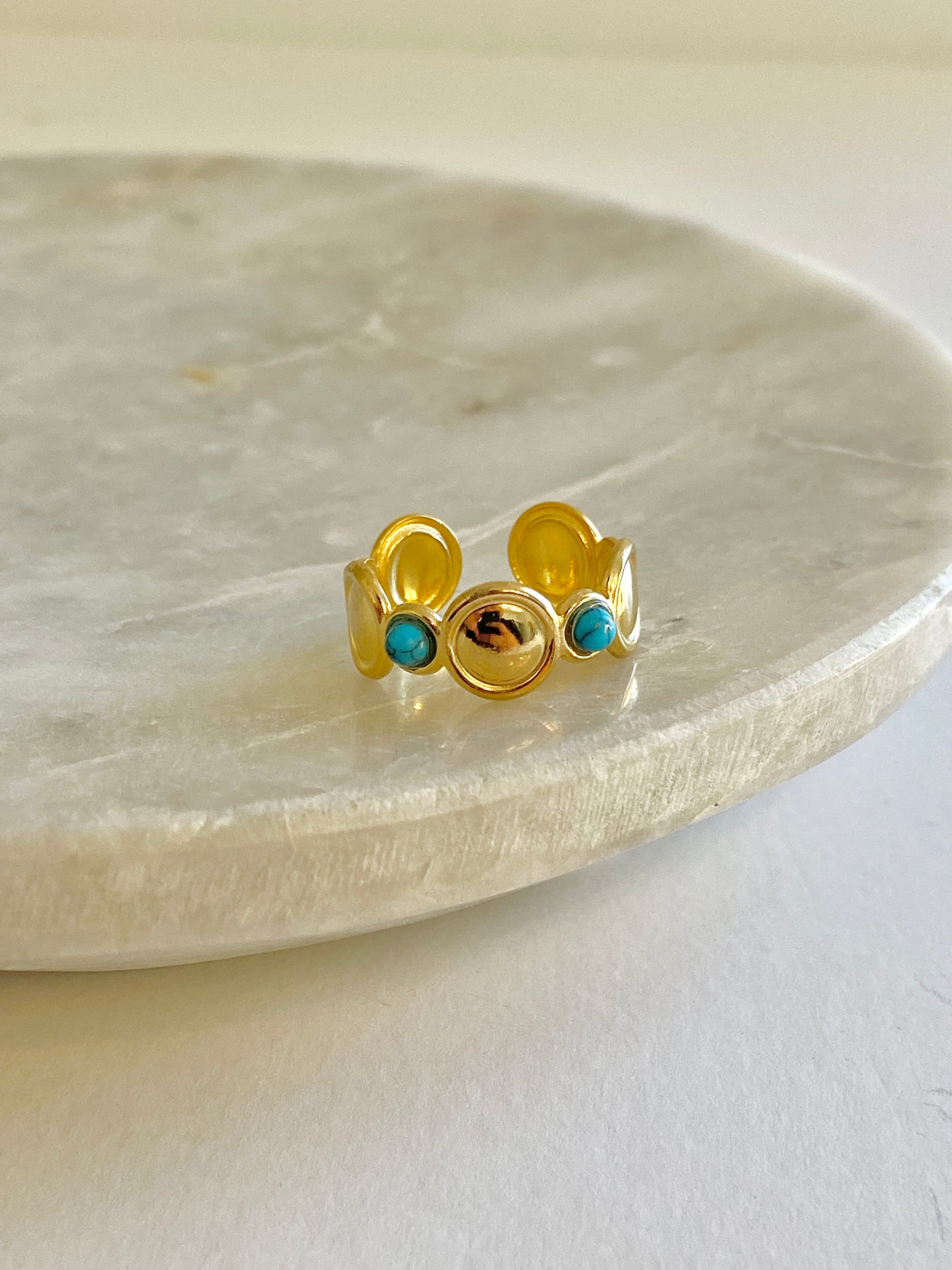 Aqua natural stone ring