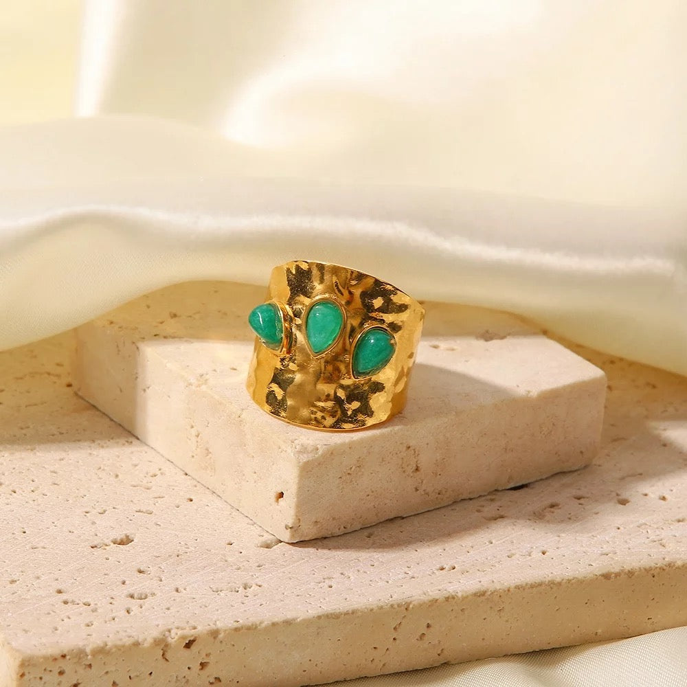 3 irregular natural stone chunky ring