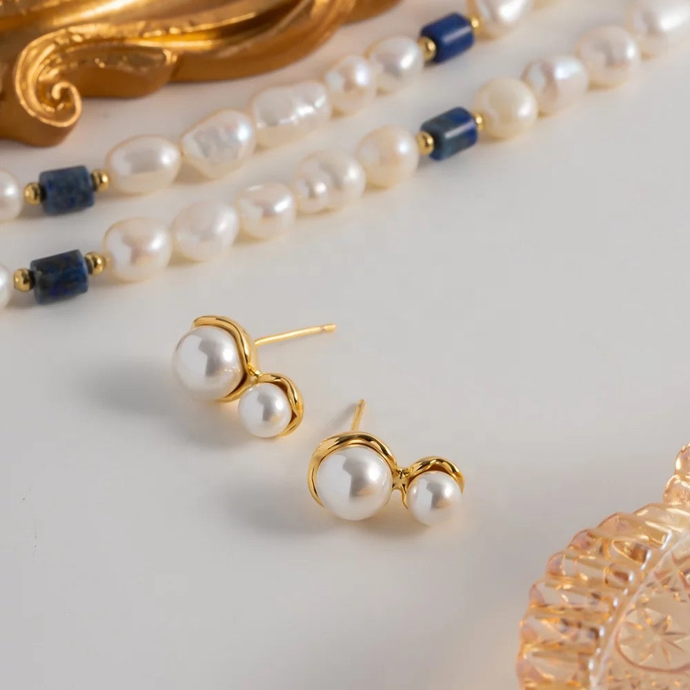 Classic two Pearl stud earrings