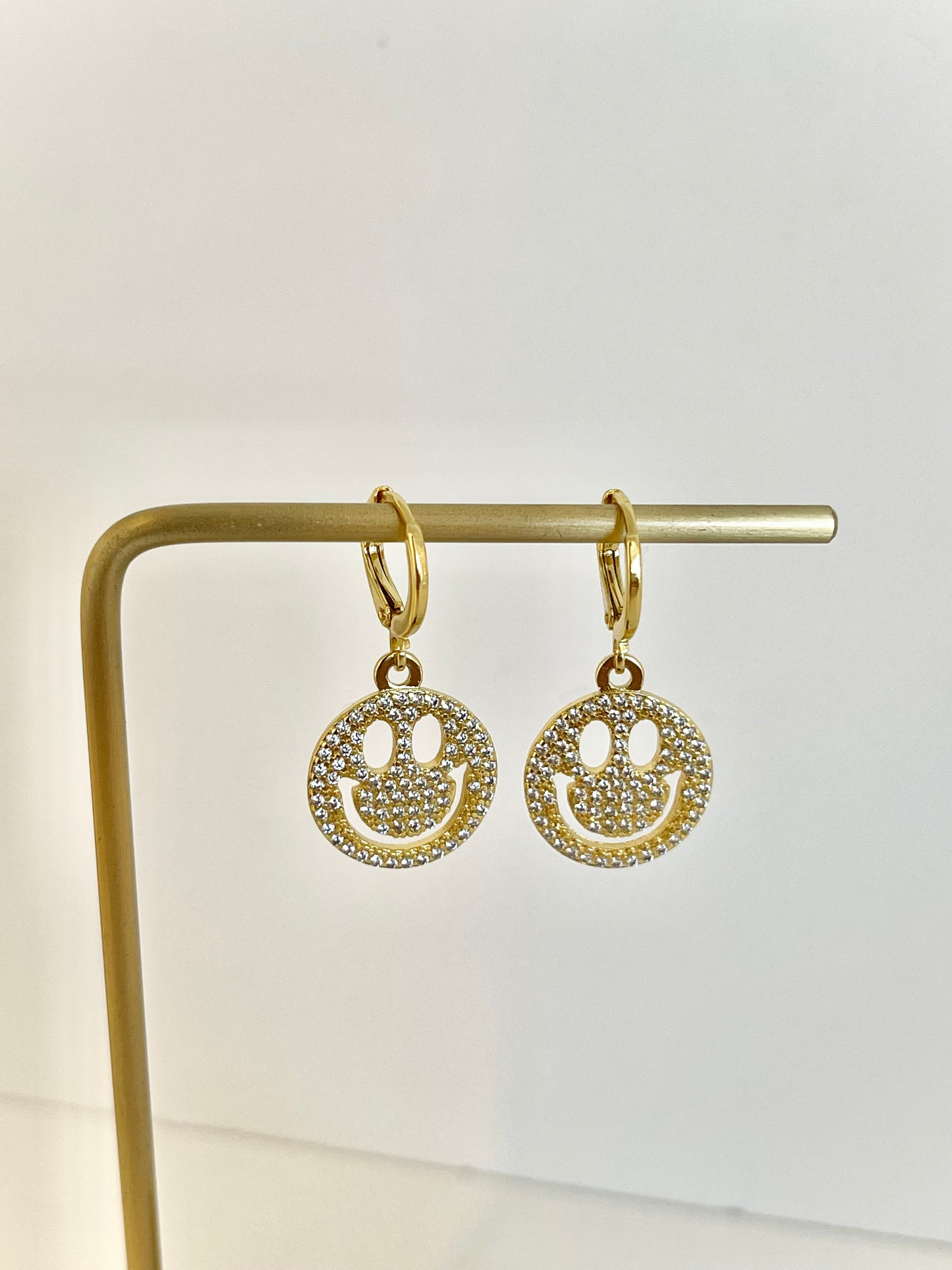 Happy Face Hoops Earrings Charm