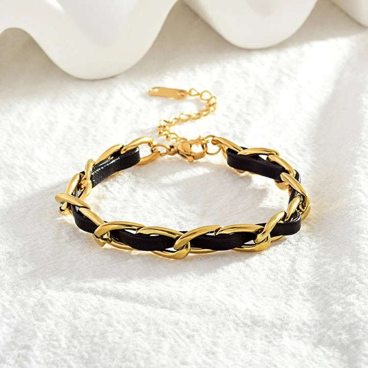 Leather chain bracelet