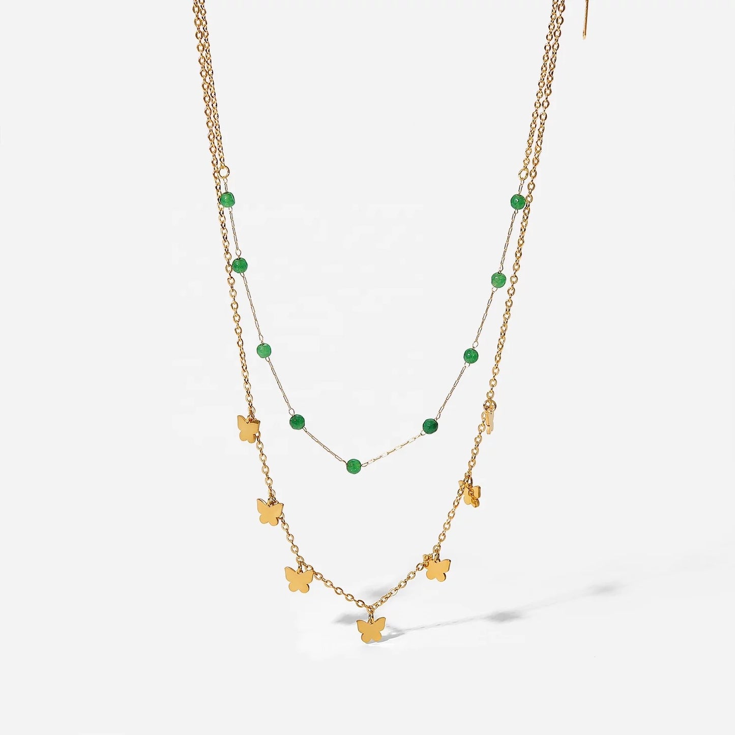 Double layer butterfly necklace