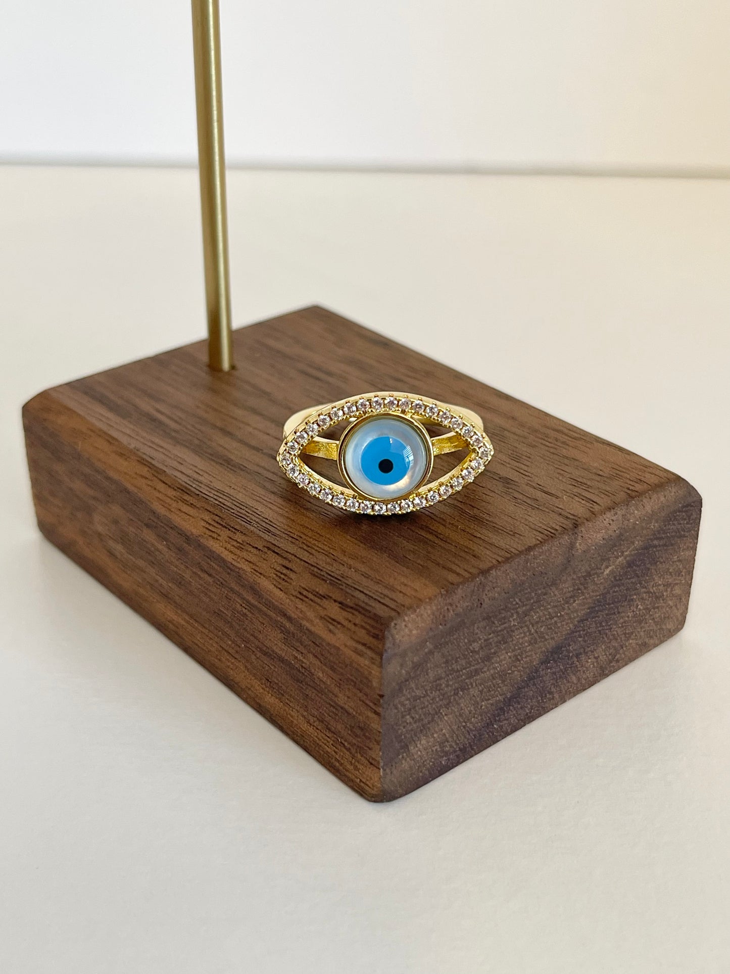 Evil eye adjustable ring