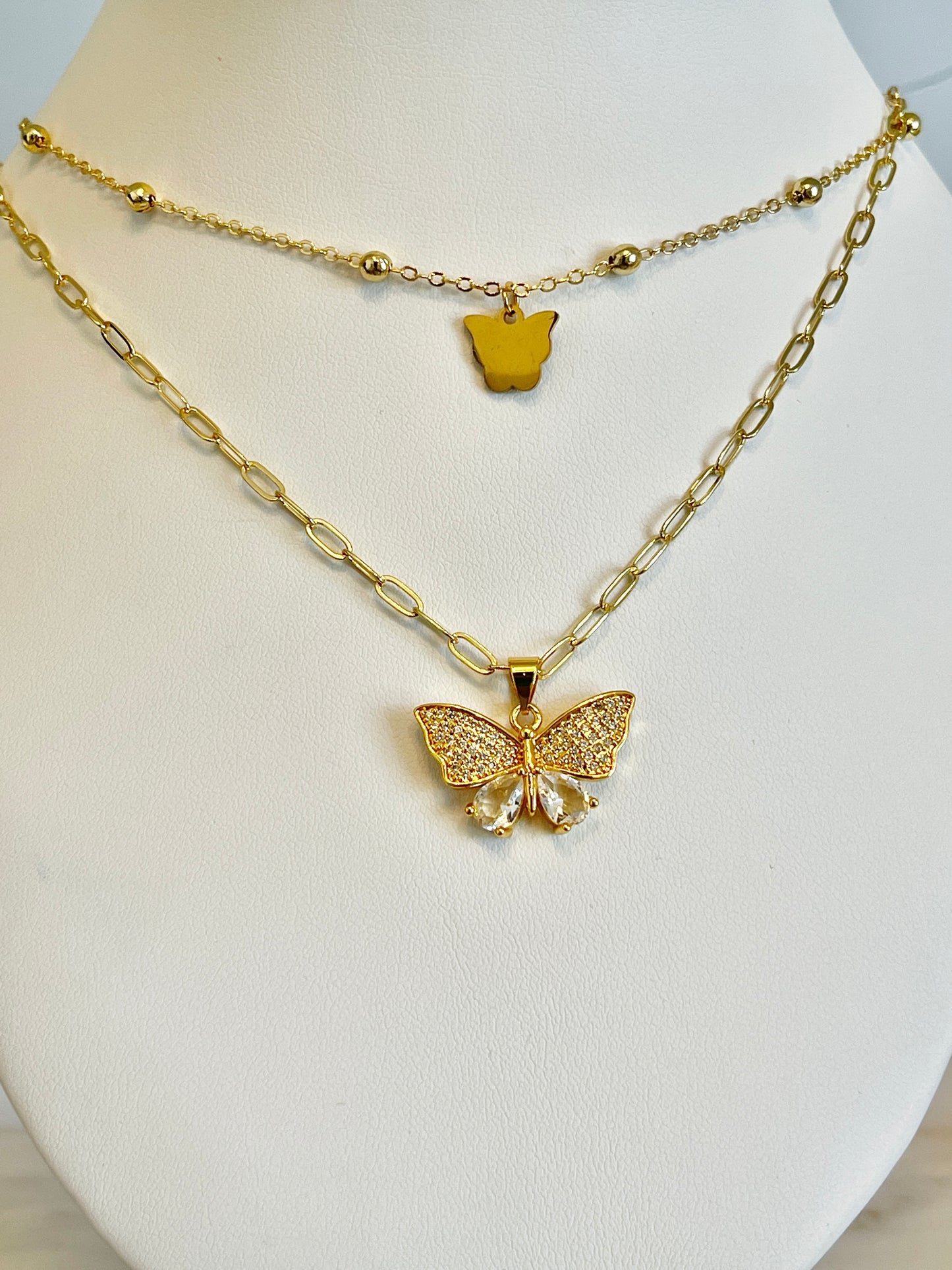 Multilayer butterfly necklace