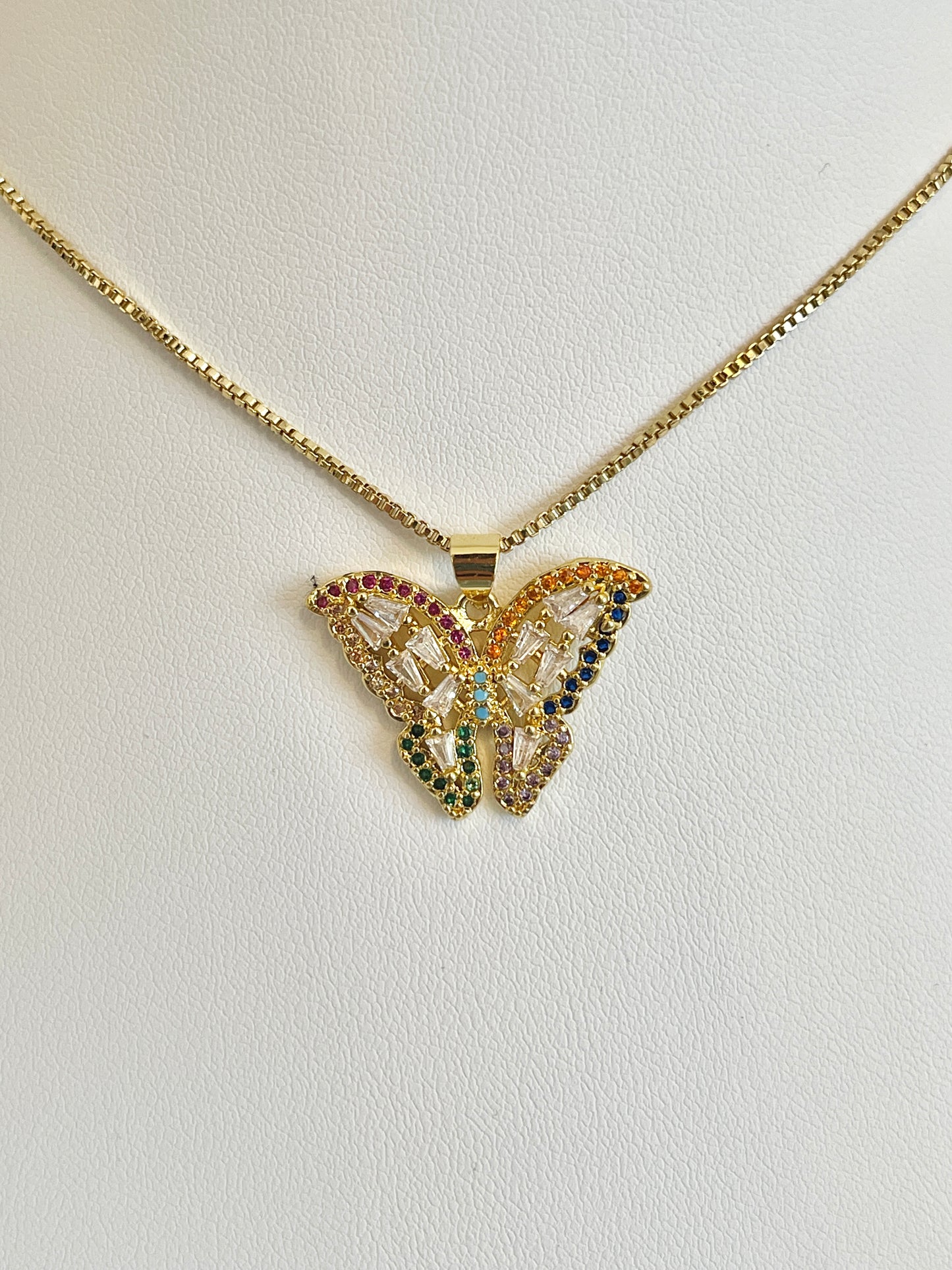 Multicolor butterfly necklace