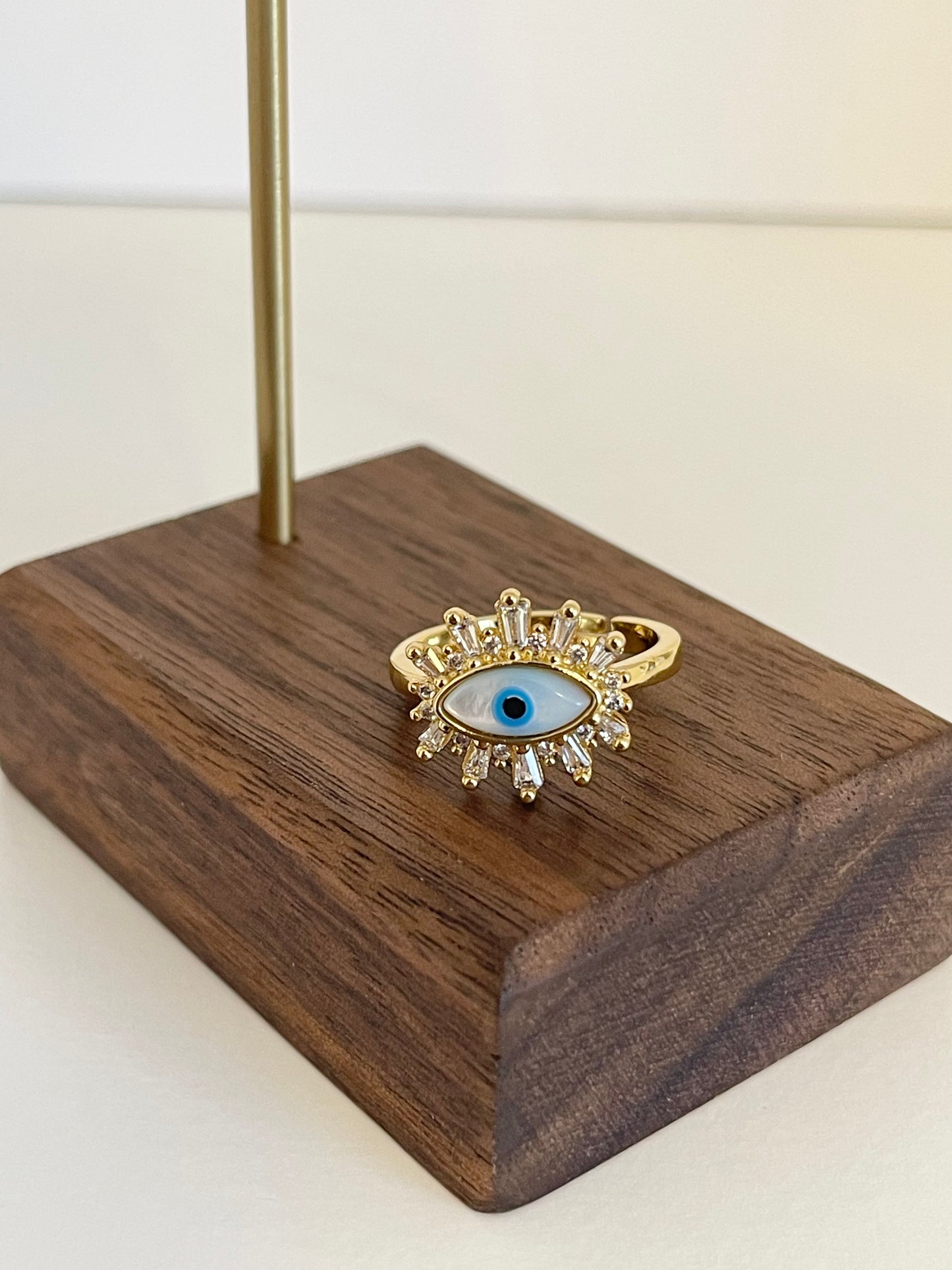 Crystals evil eye ring