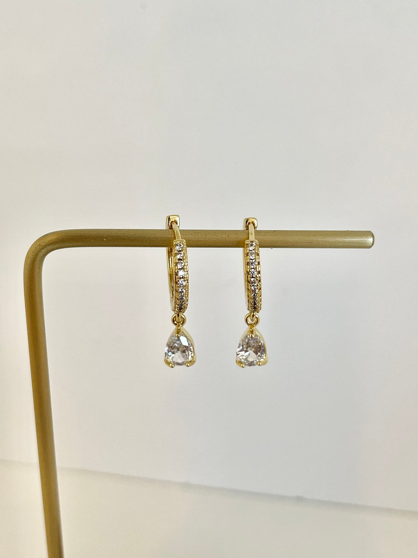 White Drop Hoops Earrings