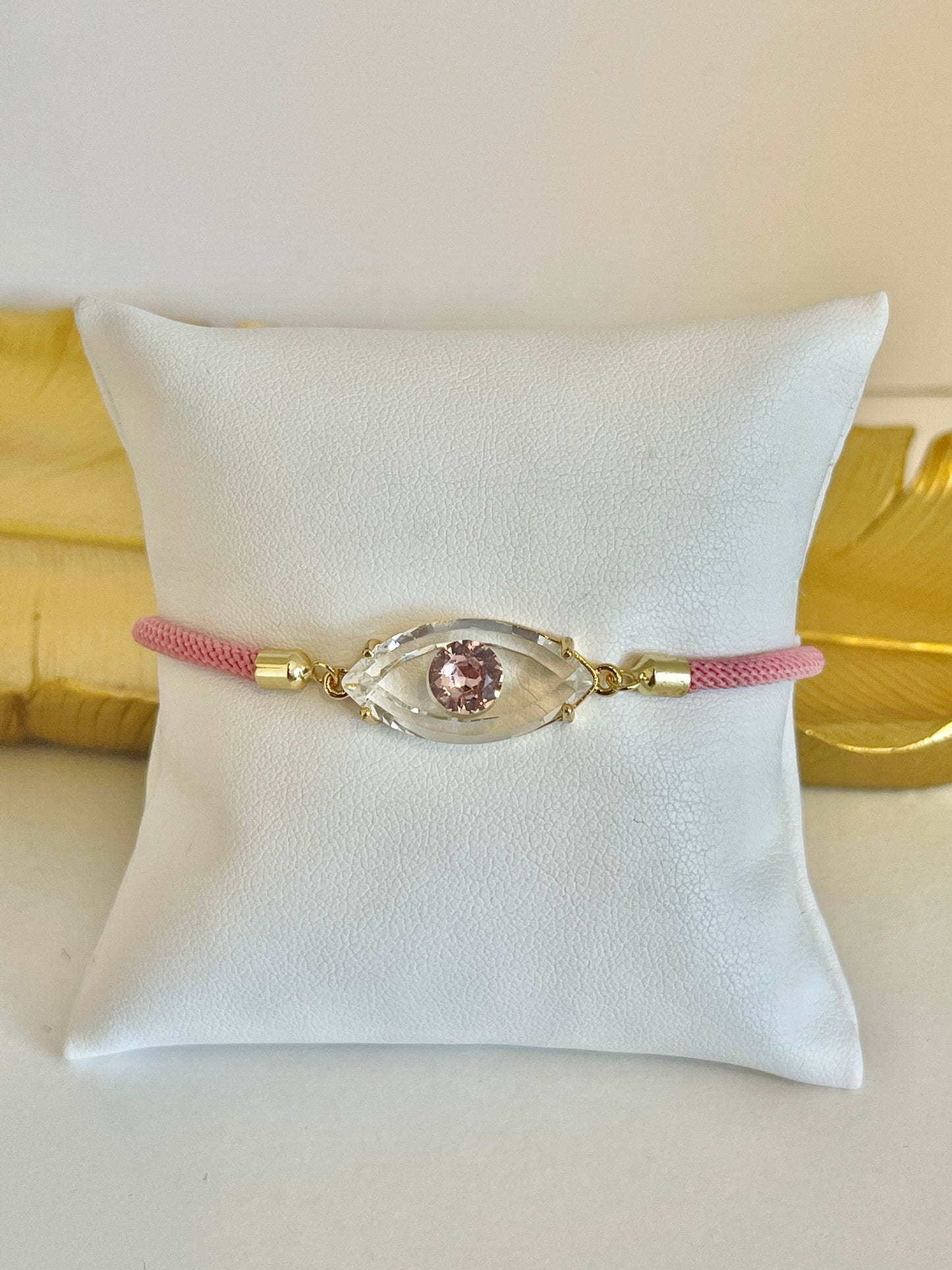 Pink evil eye bracelet