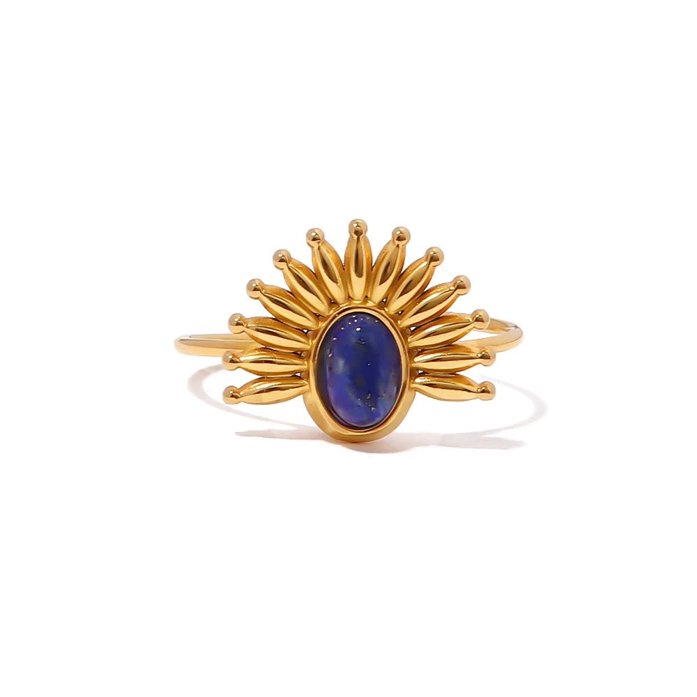 Blue Natural stone adjustable ring