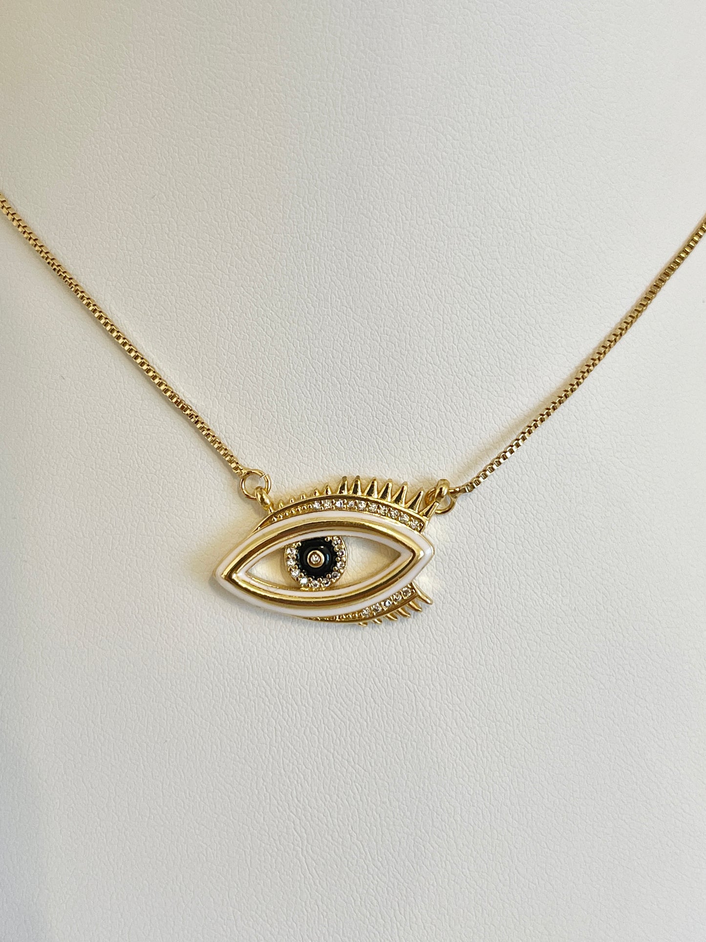 White evil eye necklace