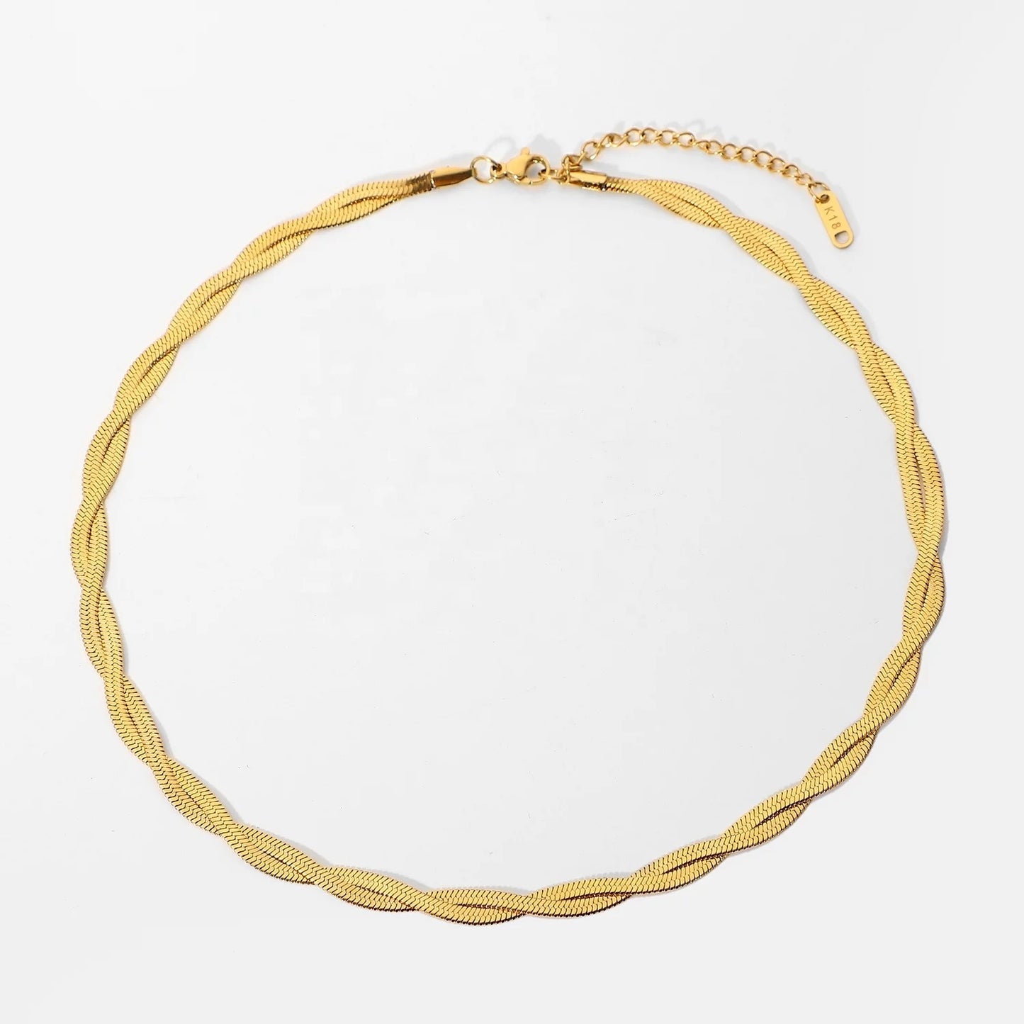 Crossed snake chain necklace