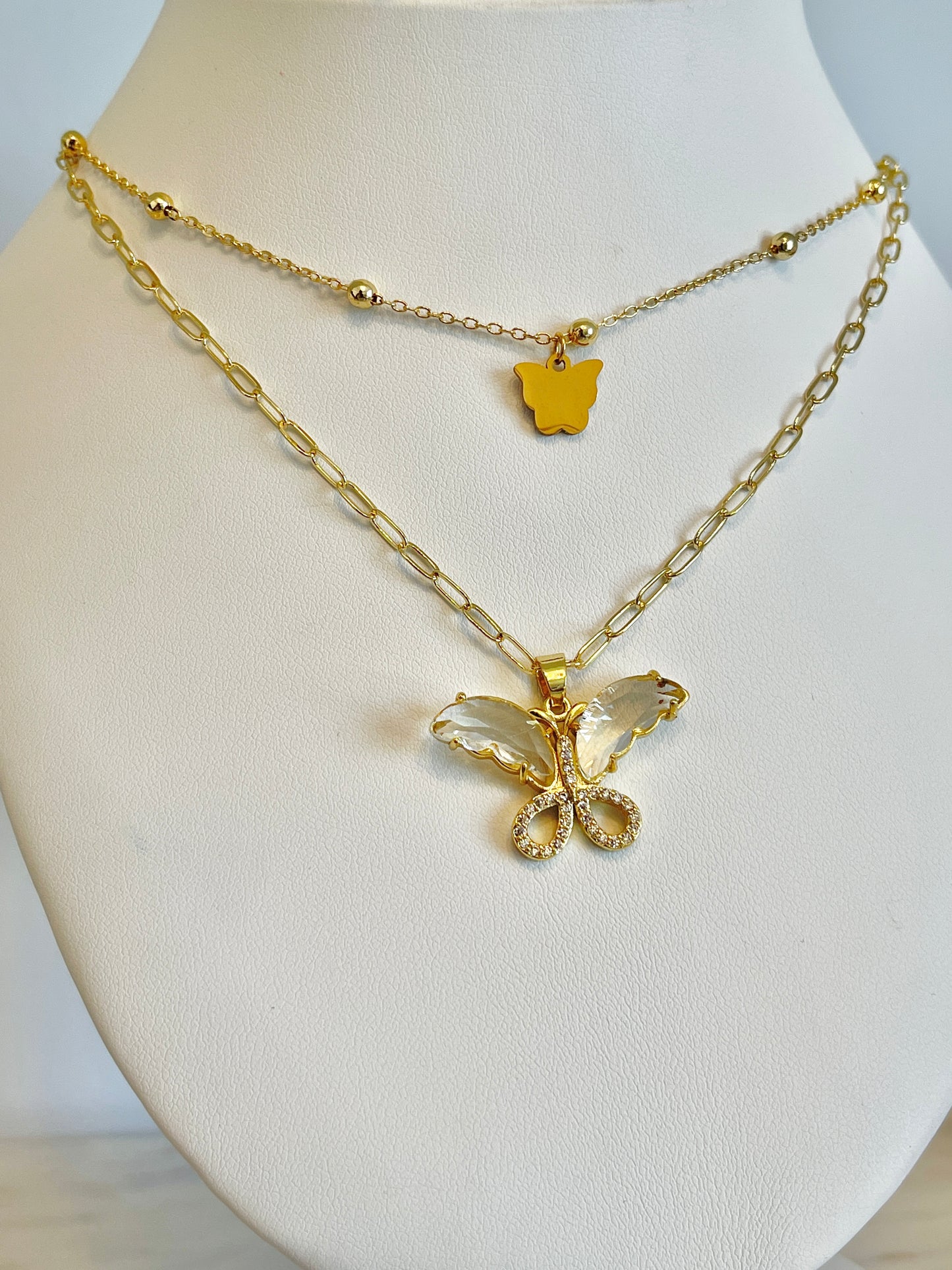 Multilayer butterfly necklace