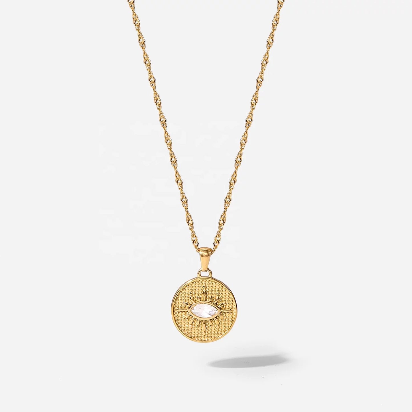 Oval Zircon Evil eye necklace
