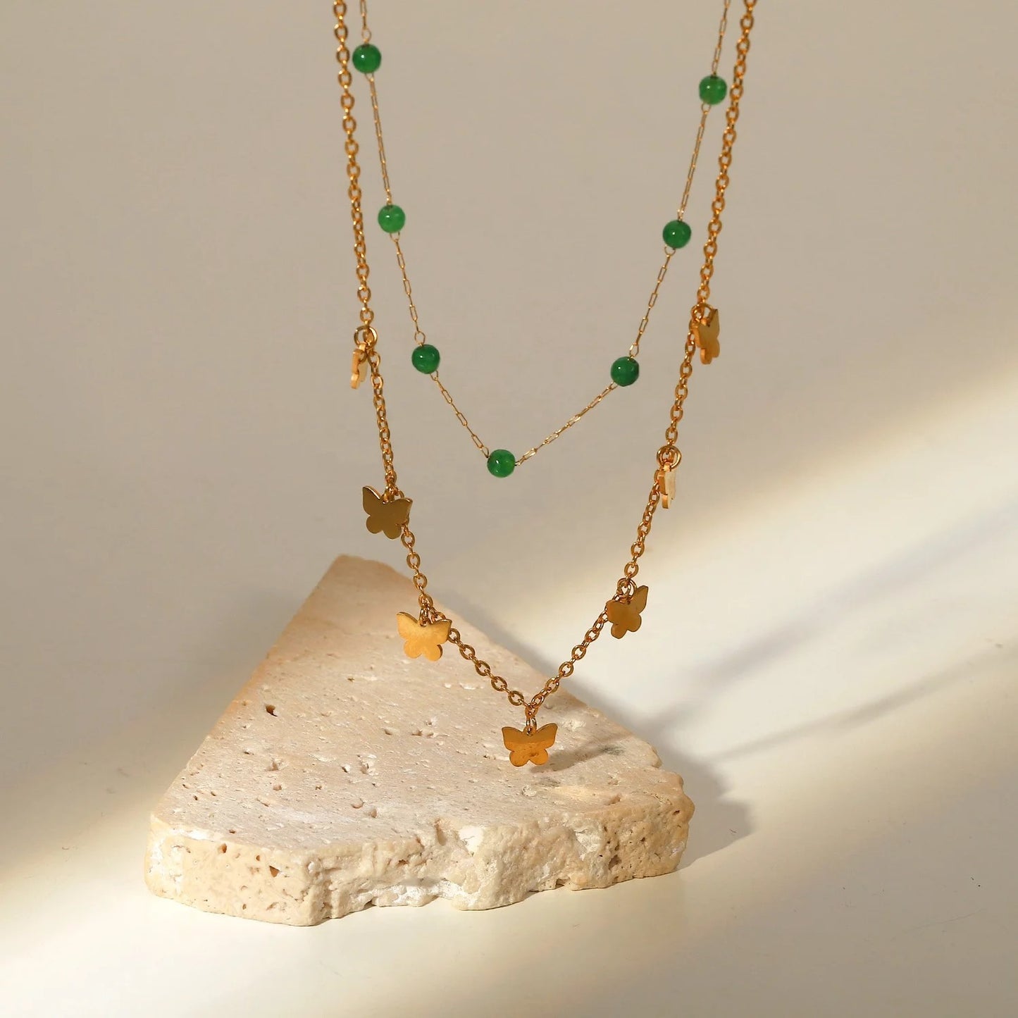 Double layer butterfly necklace