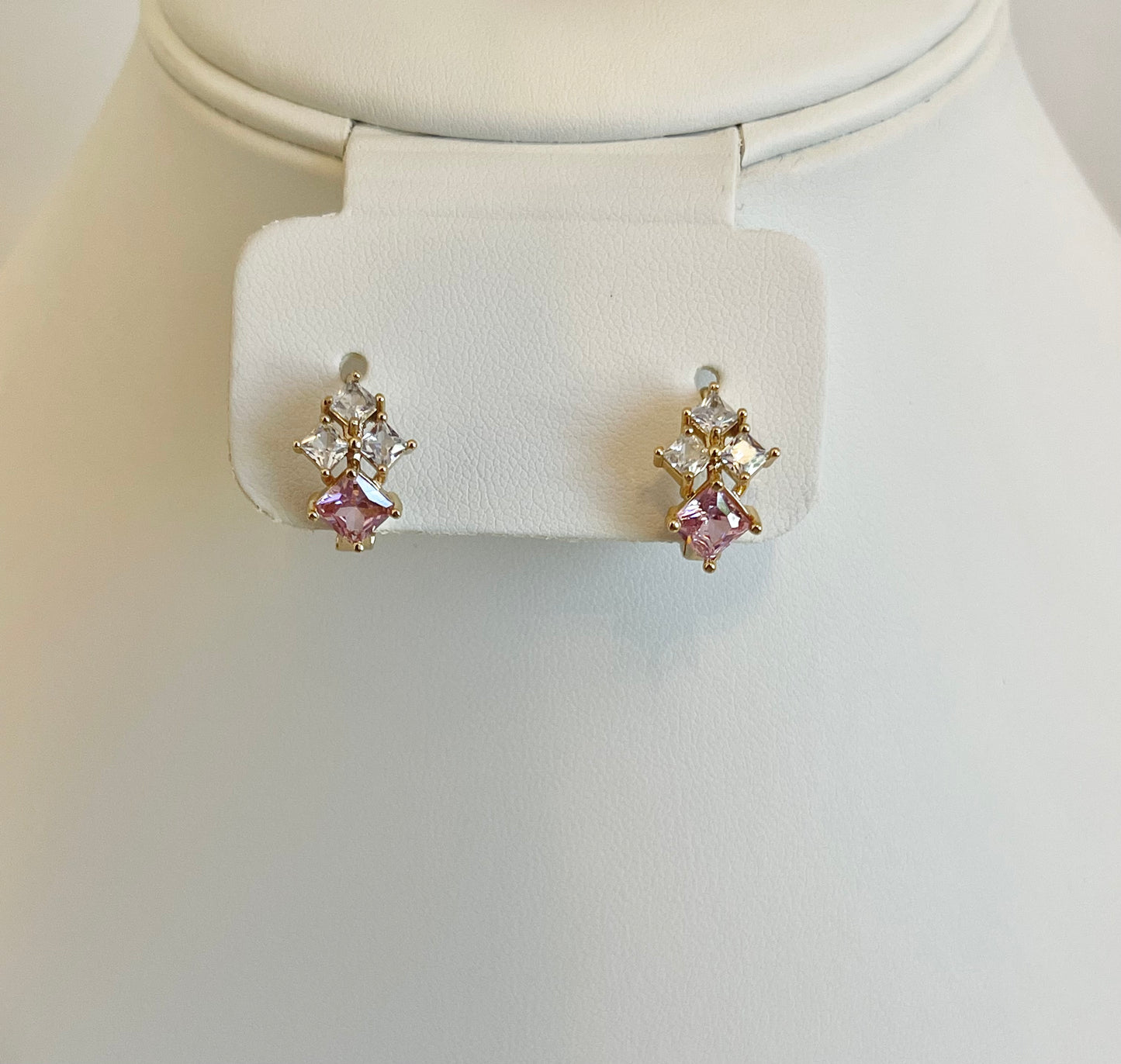 Pink Crystal Huggie Earrings