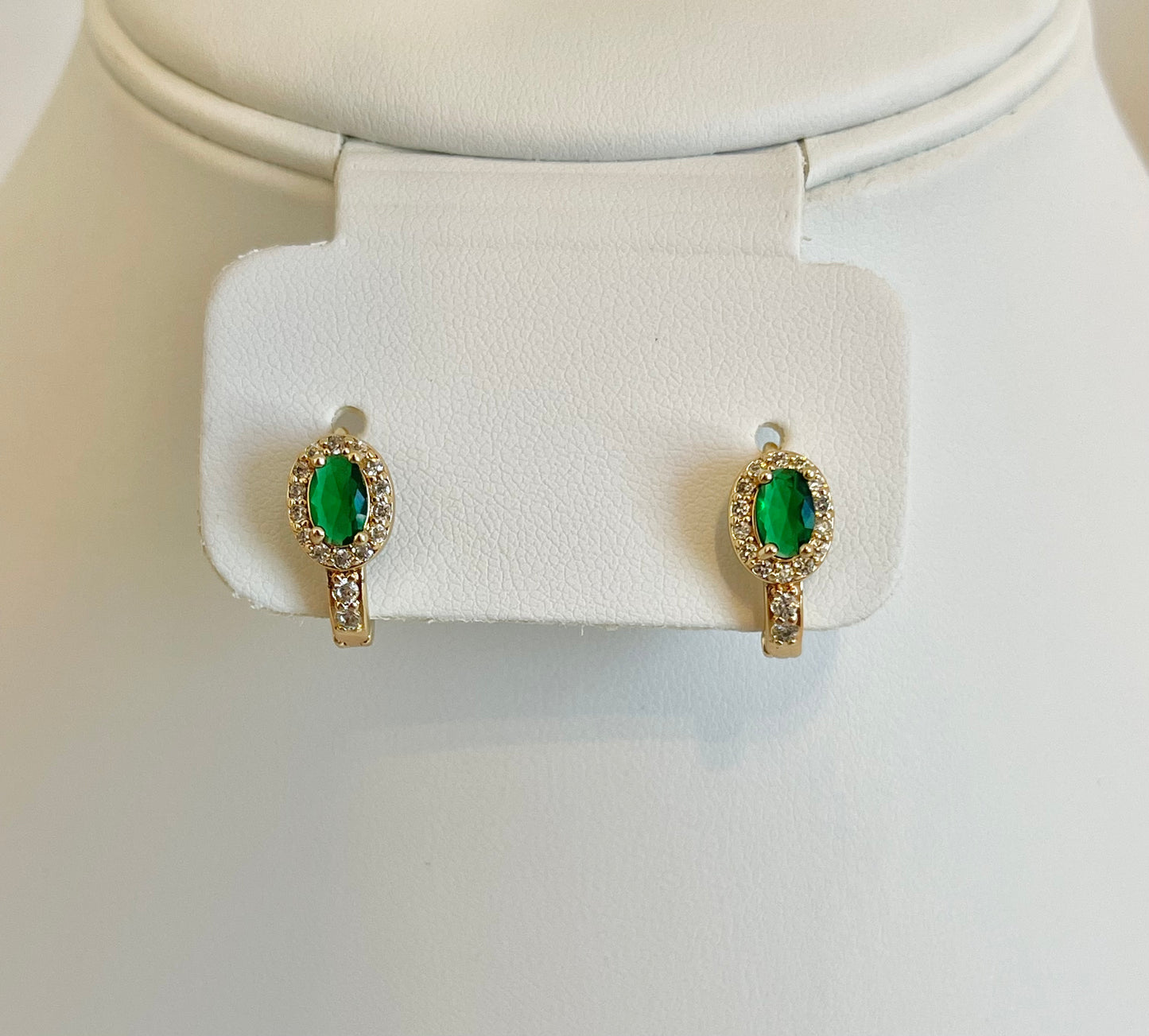Green Bottom Huggie Earrings