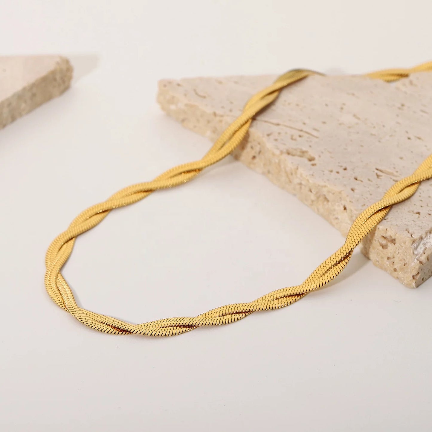 Crossed snake chain necklace