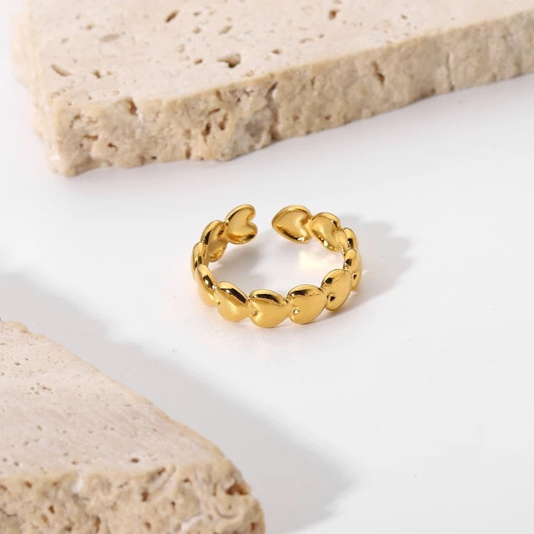 Love heart adjustable ring